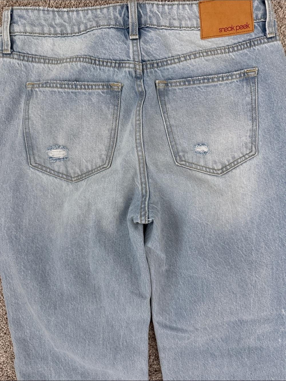 Sneak Peek Light Blue Distressed Straight-Leg Jeans - Picture 4 of 7